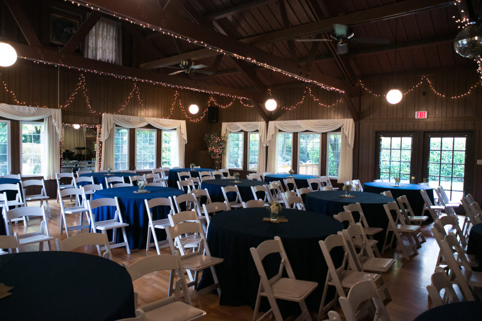 Wedding ceremony setup for the marriage of Daniel and Rose at the Laurelhurst Club