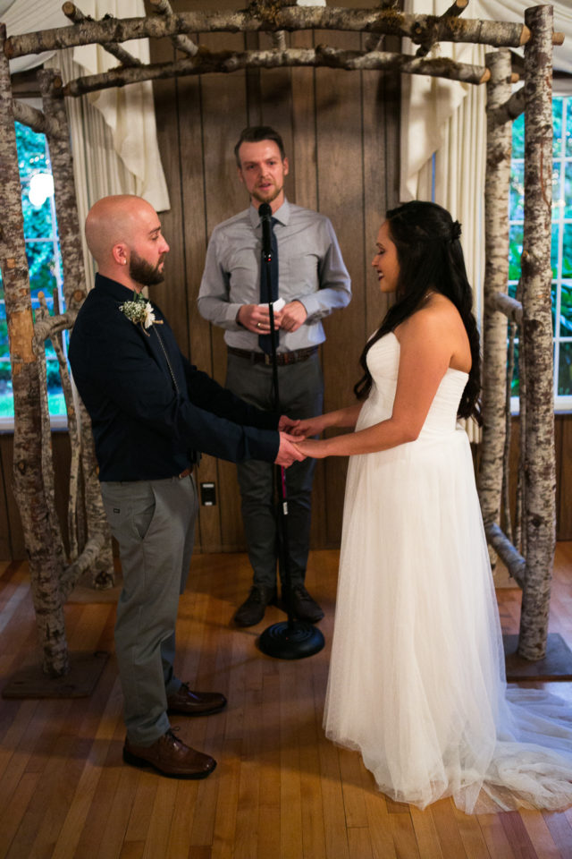 Daniel and Rose at their wedding ceremony at the Laurelhurst Club