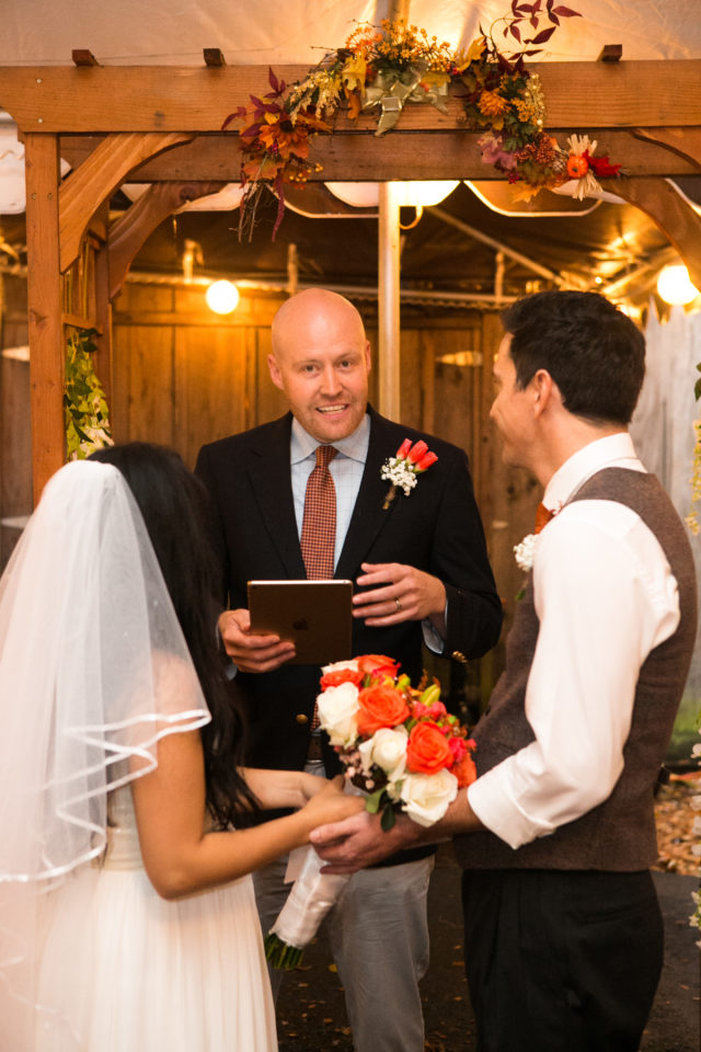 Viv & H exchanging vows at their wedding ceremony