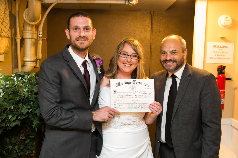 Tricia & Aubrey with their wedding certificate